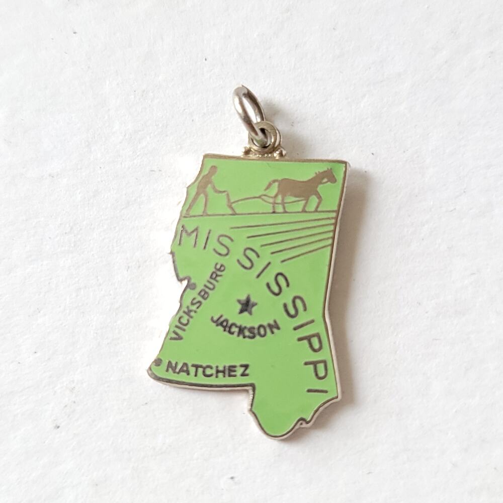 Mississippi Enameled Charm, Deadstock Vintage Japan